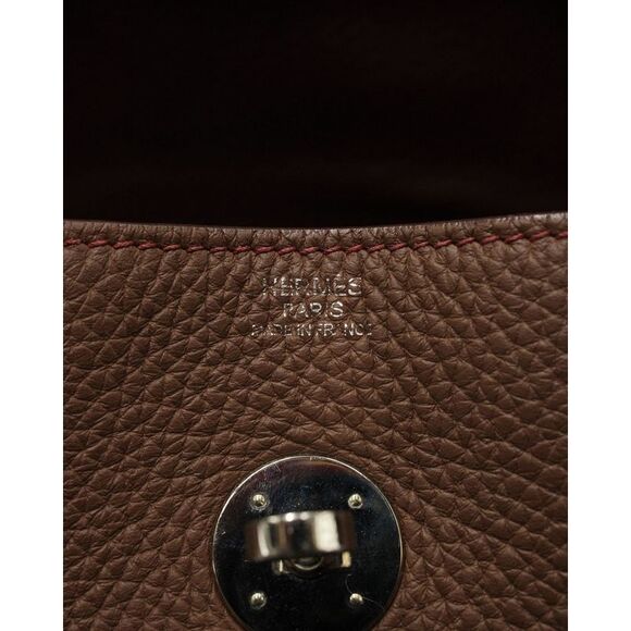 Hermes Lindy 30 Bag in Etoupe Brown Clemence Leather - Picture 5 of 10